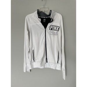 White & Black Sweater Zip Up - PINK